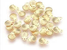 Edelstahl Muschel 18k vergoldet Charms DIY Deko maritim Meer Schmuck #S813