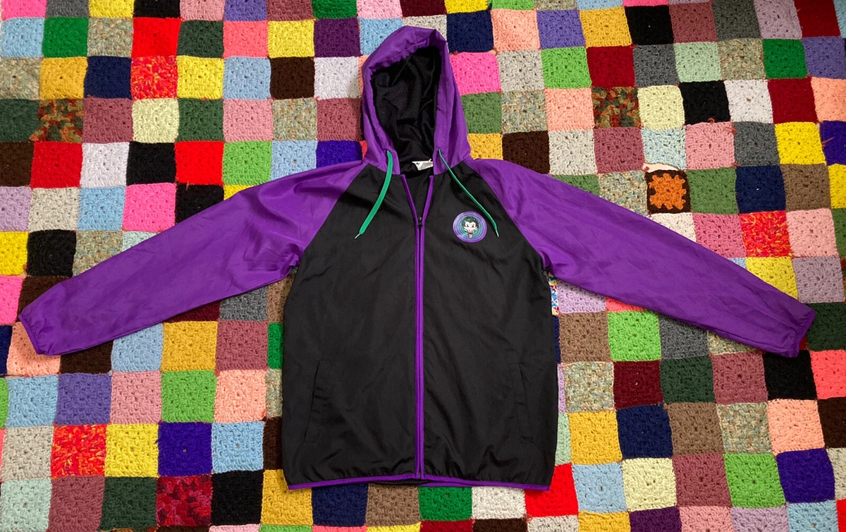 DC Comics The Joker Full Zip Hooded Windbreaker Jacket Size Small RN 152992