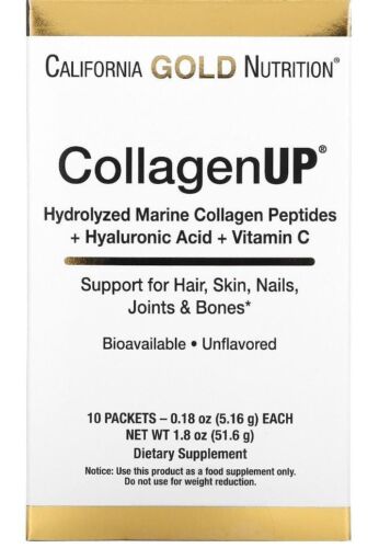 California Gold Nutrition CollagenUp marin non aromatisé 10 paquets 0,18 oz ea NEUF - Photo 1/3