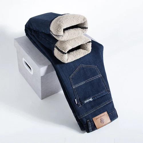 Herren Neu Winter-Thermo-Jeans Fleece gefüttert Denim Pant Stretch Leg Hose - Bild 13 von 19