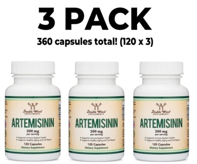 Artemisinin, 3 PACK, 100 mg (200 mg per serving), 120 Capsules x 3 (360 total!)