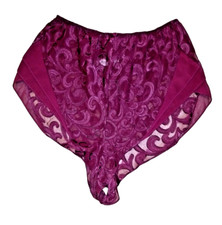 Vintage Oscar de la Rente Lingerie Panties Sz. 7 Lace Burgundy USA Union Made