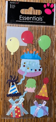 Essentials Birthday Cake Balloons Party Hats Gifts Ice Cream Scrapbook Stickers