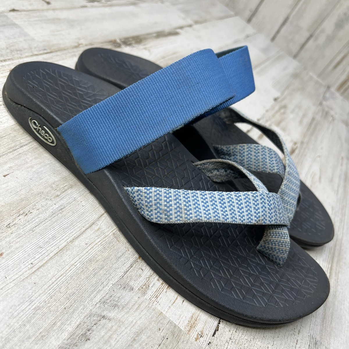 Chaco Womens Tetra Cloud Slip On Sandals Size 7 Blue Bluebell Eclipse Toe Loop View 2
