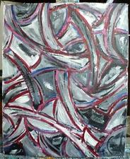 UPSIDE DOWN  8x10 abstract oil painting card Panel  original art signed Crowell