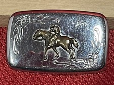 USA made Cowboy Saddle Bronco Rodeo Western two tone belt buckle