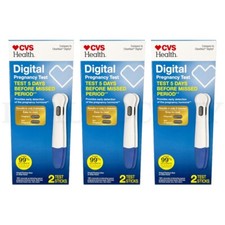 CVS Health Digital Pregnancy Test 2 Test Sticks Each Lot of 3 Clearblue Digital