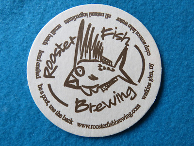 Beer Brewery Coaster ~ ROOSTER FISH Brewing ~ Watkins Glen, NEW YORK Since 1998