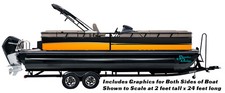 Orange Black Silver Wave Graphic Kit Decal Fishing Boat Wrap Vinyl Pontoon 