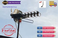 Motorized HDTV Antenna Outdoor 360° Rotation 1080P 4K Amplified w/ Pole