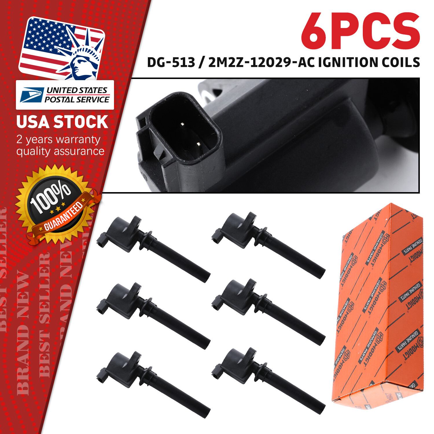 6 Heavy Duty Ignition Coils for 2001-2009 Mazda MPV V6 3.0L DG513 FD502
