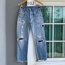 RARE VTG 70's USA LEVI'S 501 Redline Single Stitch distressed light wash 28x27