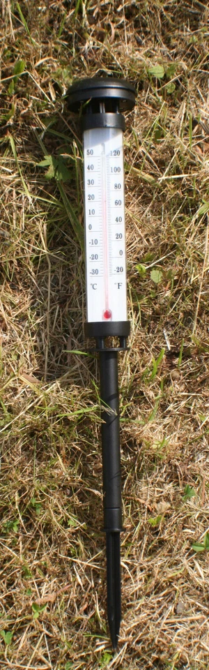 Solar Thermometer Außen °C F Gartenstecket Stecker Akku LED - Bild 2 von 4