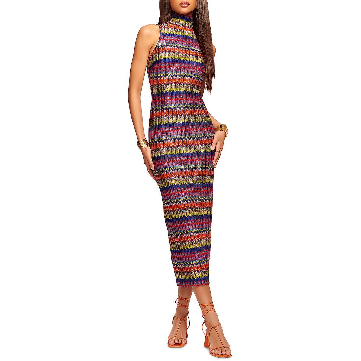 Женское зеленое облегающее платье-водолазка без рукавов с шевроном от Ramy Brook, XS BHFO 9296