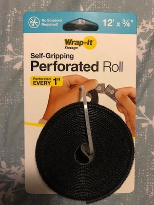 Wrap-It Storage - 12-ft. Self-Gripping Hook and Loop Perforated Roll for Cords
