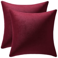 Throw Pillow Covers 18x18 Burgundy: Pack of 2 Cozy Soft Velvet Square Modern ...