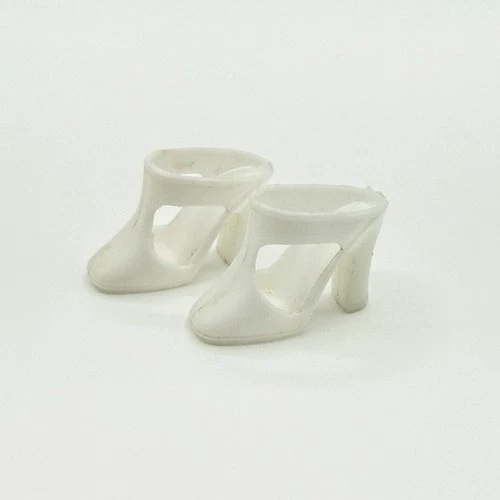 Vintage Barbie 1960s White T Strap Mod Era Heels Shoes B3
