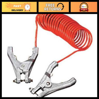 Coiled Grounding Wire with Clamp - 10ft Heavy Duty Electrical Safety Cable