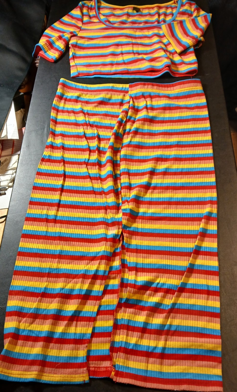 Shein Women's Stripe Size L Outfit Crop Top And Dress Bottom
