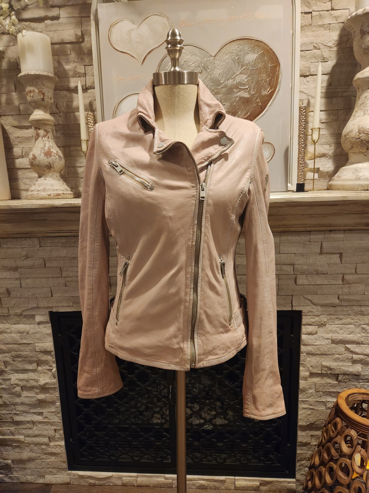 Mauritius Sofia Jacket 100% Lamb Leather Pale Pin… - image 1