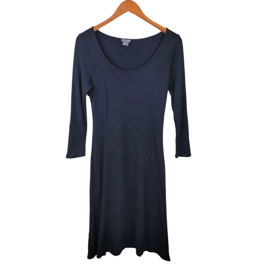 Ann Taylor Wool Blend Sweater Dress Size 6 Fit Flare Black Lightweight Knee Leng - Image 2 of 4
