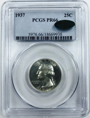 1937 P WASHINGTON QUARTER! PCGS PR66 CAC! MONSTER EYE APPEAL! MUST SEE NR #G2309