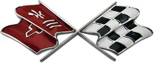 METAL 1969 - 1973 Corvette Fuel Gas Door Lid Emblem Cross Flags Badge C3 NEW