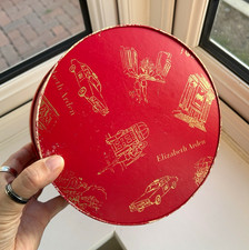 Vintage Mid-Century Elizabeth Arden Red & Gold Vanity Hat Box Storage