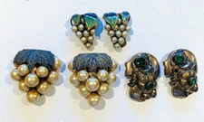 Vintage 1930s 1940s lot of 3 dress clips