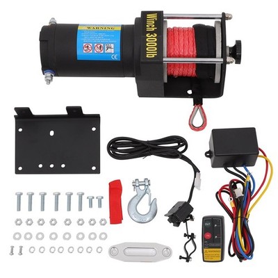 3000LBS Electric Winch Synthetic Rope Truck Trailer Towing Off Road 4WD