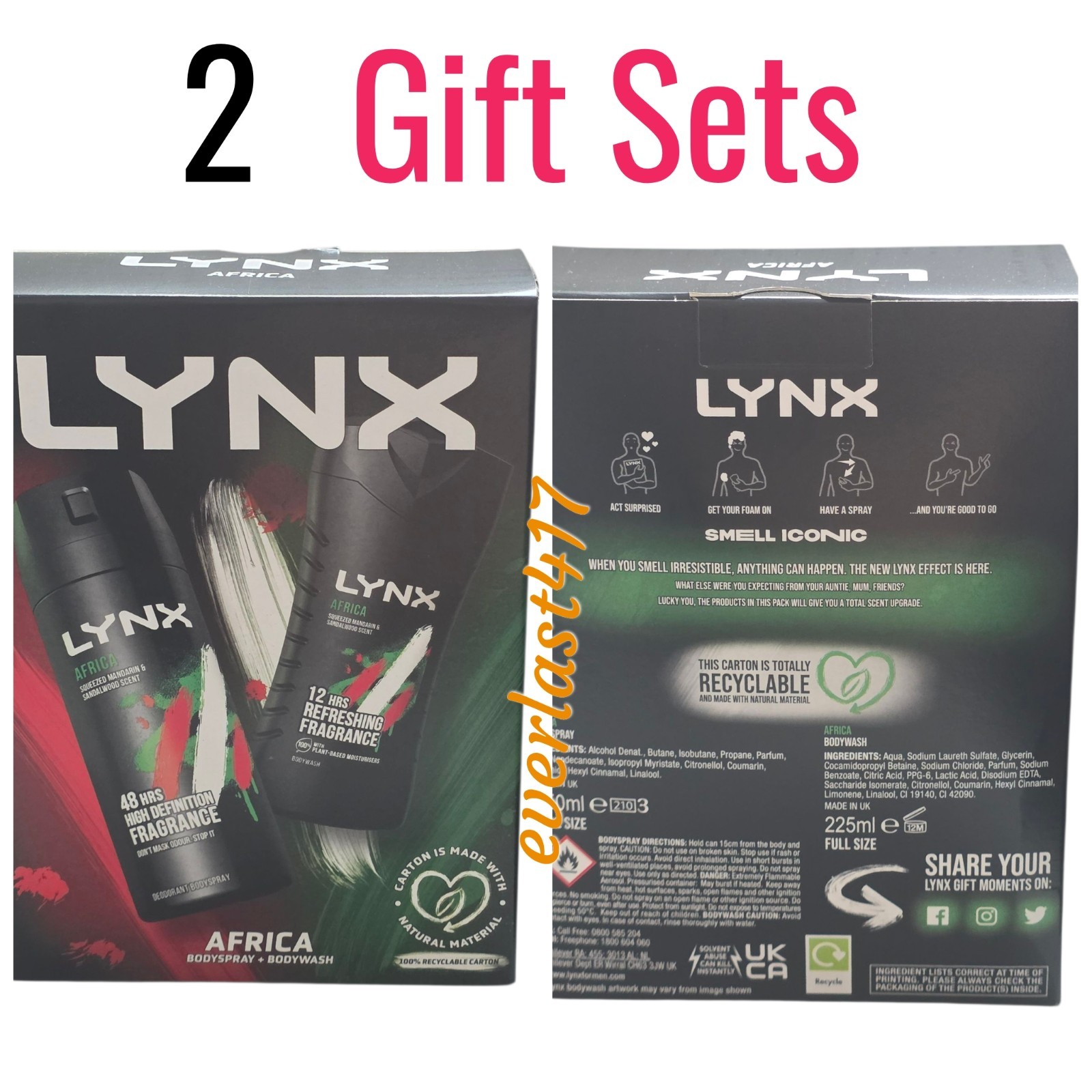 LYNX AFRICA THE O G Body Spray +Body Wash GIFT READY FULL SIZE - Image 3