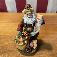 Vintage K's Collection Christmas Santa Figurine W/ Teddy Bear And Gifts 