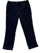 Chaps Women's Size 12 Navy Blue Stretch Micro-Corduroy Straight Leg Pants