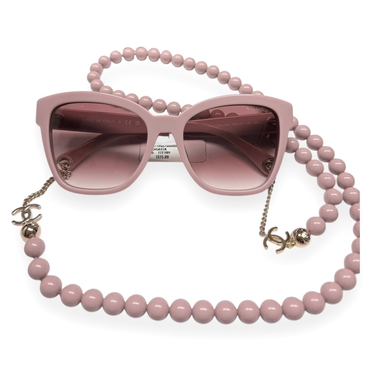 Chanel Sunglasses ch5487A 1721/8H Pink Gold CC Logo Chain w