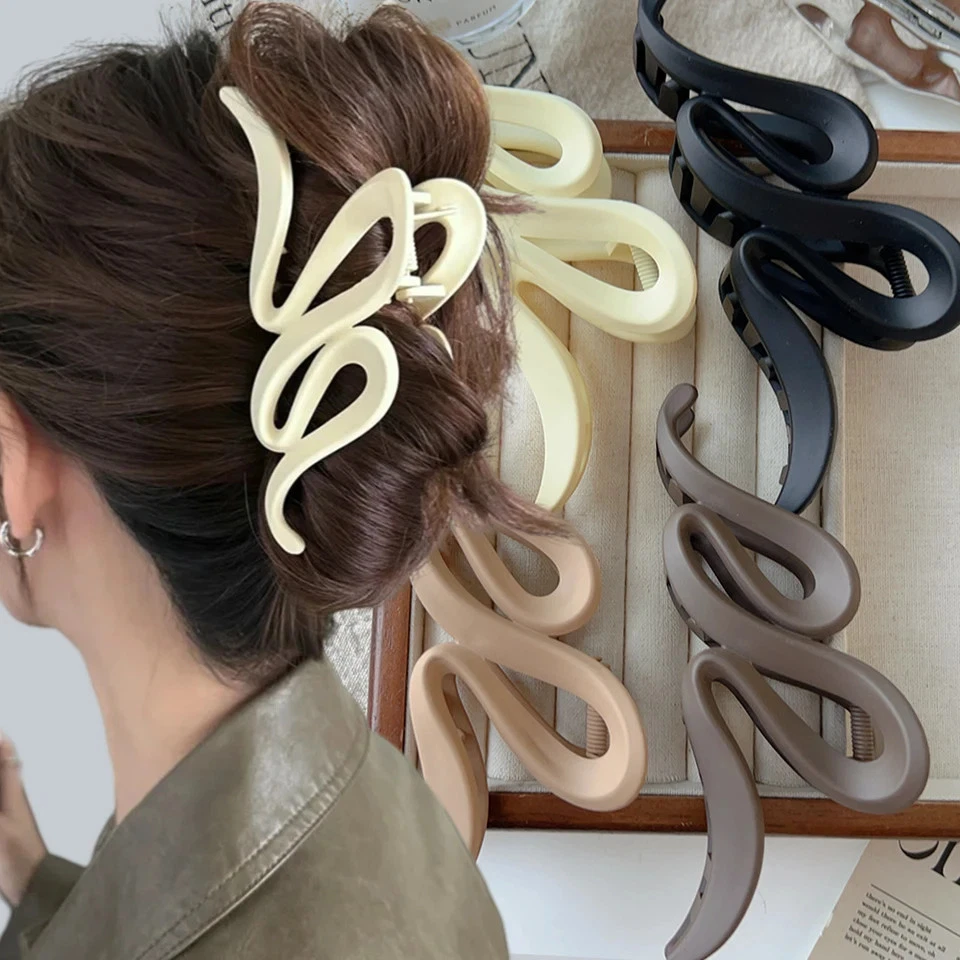 Juego de accesorios para el cabello con diseño de onda mate de acrílico de 13 cm para mujeres niñas Foto 3 de 4