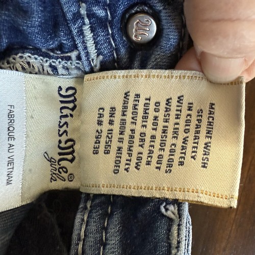 Miss Me Girls Blue Distressed Denim Shorts with Butterfly Patch size 10 GUC - Picture 12 of 17