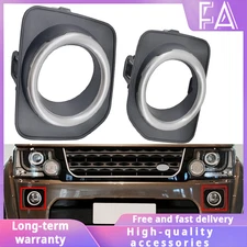 Front Bumper Fog Light Bezel Cover w/ Chrome Trim Fit For 10-16 Land Rover LR4