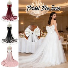 Long Tulle Train Bow Sash Detachable Bridal Dress Accessory for Wedding Outfits.