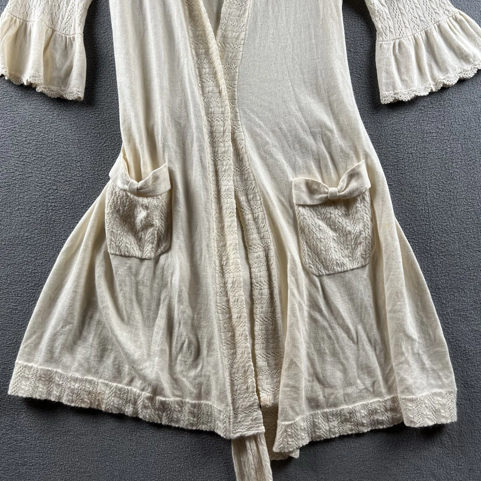 Anthropologie 毛衣连帽长袍纯好女式 M/L 兔毛混纺领带蝴蝶结 — 第 2/4 张图片