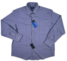 Nautica Performance Super Shirt Men XL Blue Check Slim Fit Long Sleeve Stretch