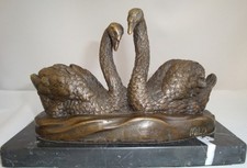 Art Nouveau Style Statue Sculpture Swan Bird Wildlife Art Deco Style Bronze Sign
