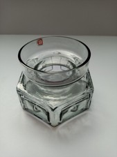 Dartington Dot Glass Candle Holder by Frank Thrower in Grey Orig. Label