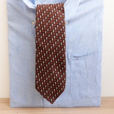 Neck Tie Mens Brown White Geometric Dash Check Weave Career Corpcore NOVA Japan