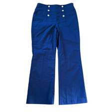 Ralph Lauren Navy Nautical-Inspired Sailor Pants Gold Buttons 10 Petite