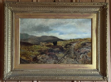 Antique Oil Painting Scottish Landscape With Highland Cows by John Smart RSA