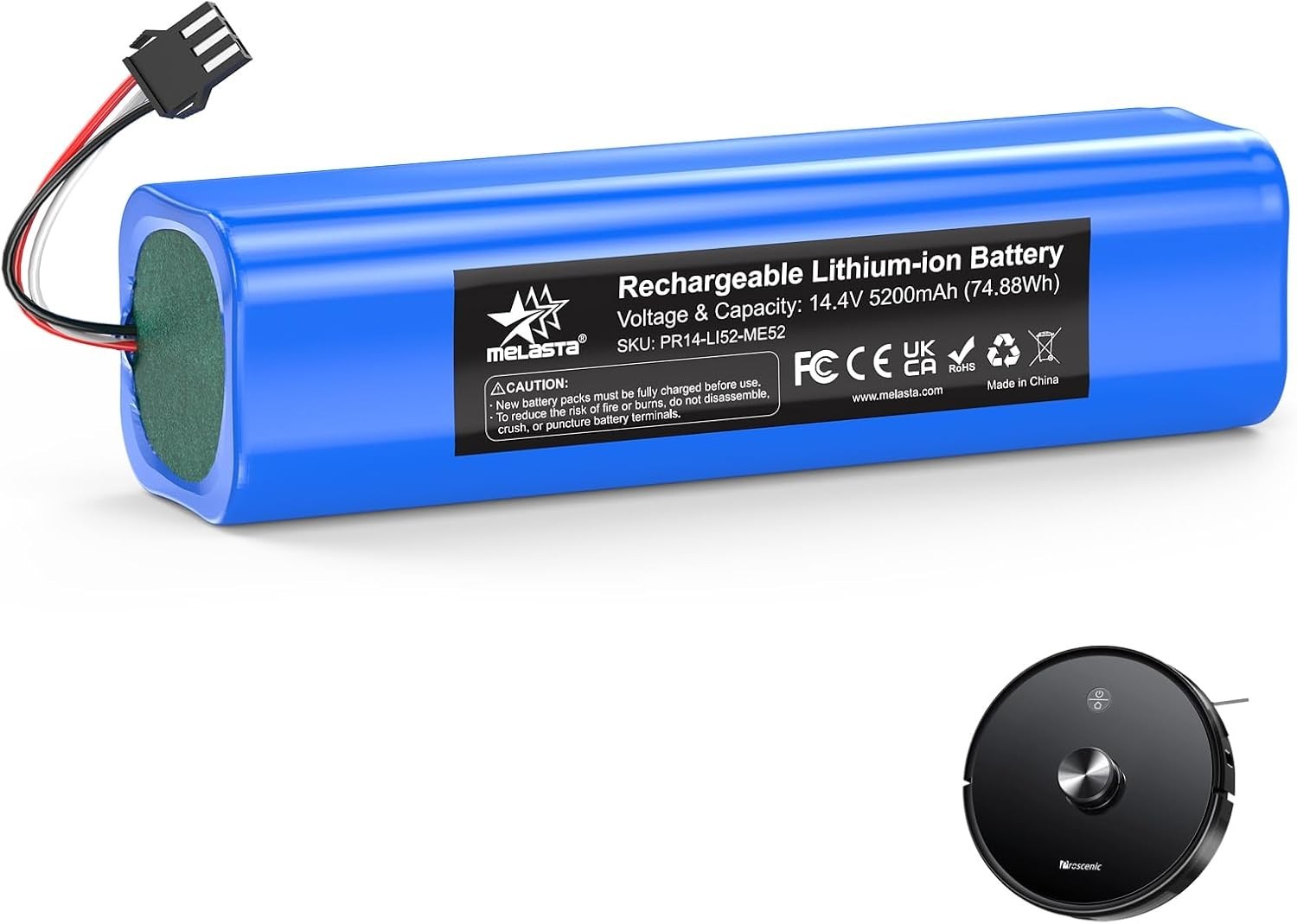 Batterie 14.4V 5200mAh pour aspirateur robot Proscenic M7 et Viomi S9