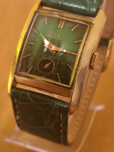 SEHR SELTENE VINTAGE GRUEN CURVEX VERI-THIN HERRENARMBANDUHR - Bild 2 von 10