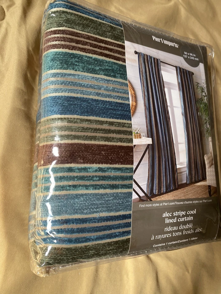 Pier 1 Imports Curtains New In The Package Alec Stripe Cool Lined 50x96in - Image 2 of 4