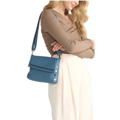 Hammitt VIP Leather Crossbody Shoulder Bag Occasion Teal Fold Over
