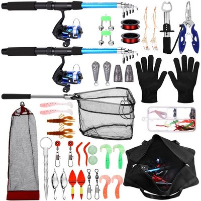 Telescopic Fishing Rod and Reel Combo, 6.89ft 2pcs Collapsible Rod with Plier Li